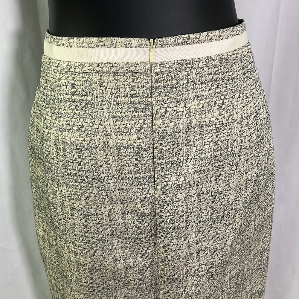 Boden Metallic Gold Navy & Cream Jacquard Pencil Skirt